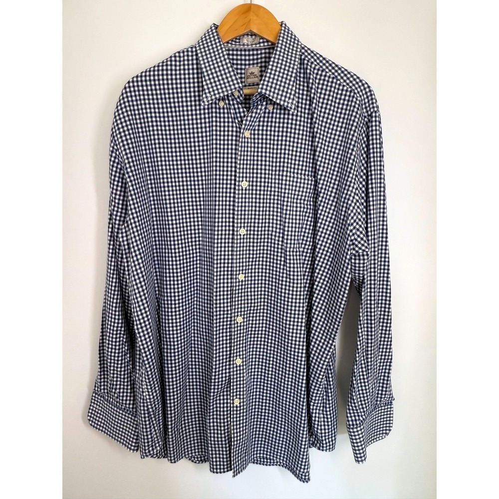 Peter Millar Size‎ XL Gingham Checkered Nanotex Easy Care Button Down Mens Shirt